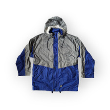 Vintage K-Way 2000 Jacket Windbreaker Hooded KWAY Blue Gray Size S/M