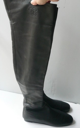 Chanel cuissardes cuir noir - cuir,