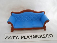 CANAPE BLEU ET ACAJOU