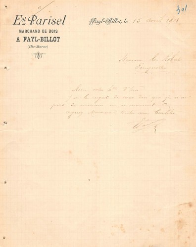 Ancienne lettre e parisel - lettre,