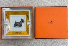 Cendrier carré en porcelaine Hermes Scottish Terrier Dog Design avec boîte...