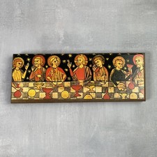 Icône religieuse sur bois : la cène 18.5 x 7 cm