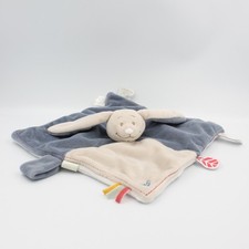 Doudou plat lapin bleu beige