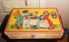 OLD WOODEN CUBE SET BOX ANIMALS CIRCUS ETC