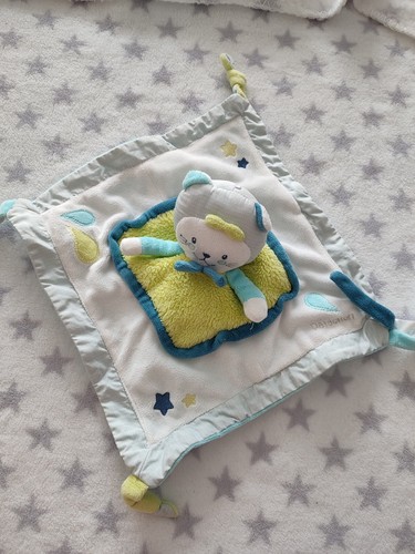 Doudou ours chat plat bleu - doudou,