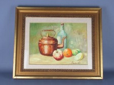 Huile Sur Toile Du XXe Siècle Tableau Peint Nature Morte Signé Gilardoni