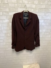 Jean Paul Gaultier Femme Dark Wine Striped  Wool Open Sleeve Blazer Size 8