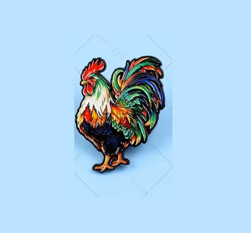 Broche coq emaillée bijou - coq,