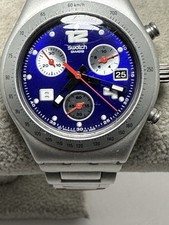 Swatch Irony Gentle Breeze New Battery 35MM 6.25" Blue Dial Chronograph F58