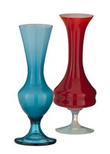 Lot de 2 Vases en Opaline Bleu