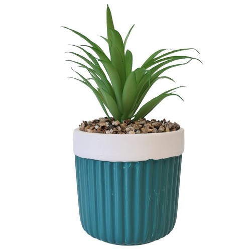 Cache pot garni - bleu, en