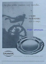1959 UGINOX UGINE GUEUGNON FLAT STAINLESS STEEL SEA DIVER ADVERTISEMENT AD