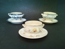 3 MOUTARDIER FORME SOUPIERE FAIENCE PEXONNE SARREGUEMINES ANCIEN 