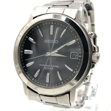 Seiko 7B52 0AF0 Solar Radio Controlled Watch Black Dial 37mm Men's Rare