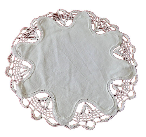 Napperon blanc rond coton avec