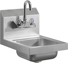12" X 16" Stainless Steel Hand Sink | Commercial Wall Mount Hand Basin with Goos