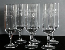 6 glasses champagne flutes crystal d'Arques model Matignon H 17.4 cm