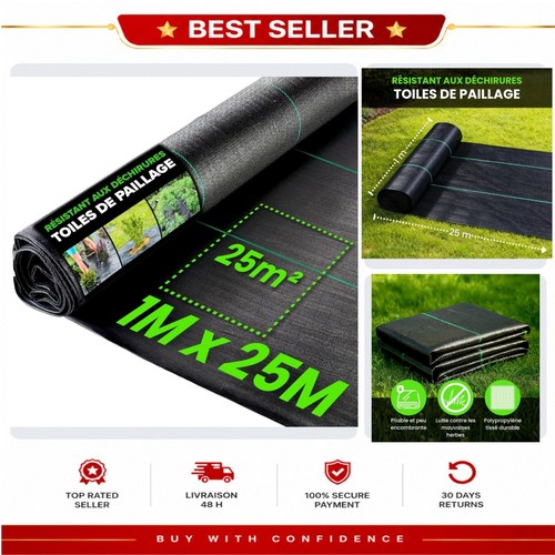 Toile paillage x 25m - 1m,