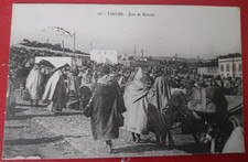 CPA ANTIQUE MOROCCO POSTCARD debut 1900 TANGIER WALKING DAY