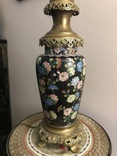 CLOISONNE VASE LAMPE MONTURE BRONZE EMAUX CHINE CHINOIS ASIATIQUE JAPON ORIENT