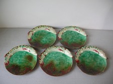 Lot de 5 anciennes assiettes décor poisson relief céramique Tannay G. Sirdey n2