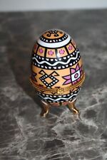 egg shape foot jewelry box, gold frame decor geometric patterns