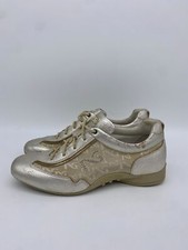 Nero Giardini Women's Metallic Silver Leather Lace Up Sneakers Shoes Size 39