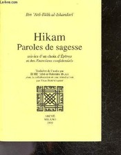 Hikam, paroles de sagesse - Suivies d'un choix d'Epitres et des e