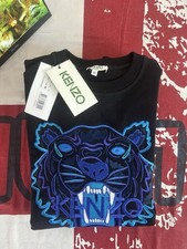 Sweat-shirt homme tigre brodé noir/violet/bleu Taille M neuf avec étiquette