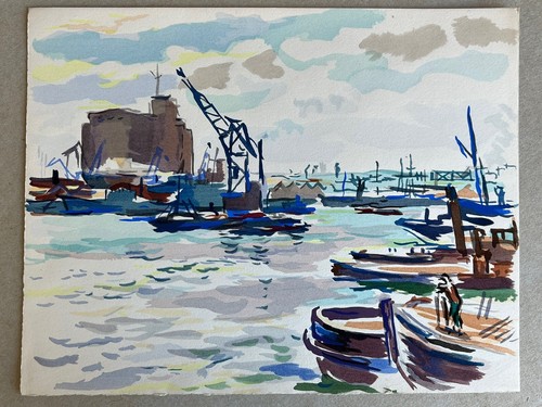 Gouache paysage orientaliste - gouache,