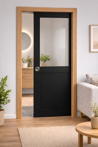 Porte coulissante atelier noir - porte,