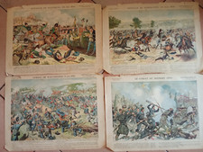 LOT DE 4 PLANCHES ORIGINALES/IMAGERIE ARTISTIQUE.MILITARIA/BATAILLES CELEBRES