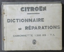 1949 Citroen Van 1200kg Repair Dictionary Catalog