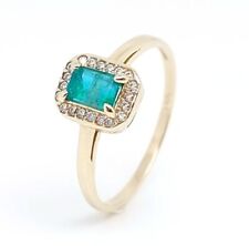 Bague en or jaune 14 carats - émeraude 0.8ct  - diamant 0.26ct