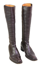 FREE LANCE BROWN GENUINE LEATHER MID HEEL ELASTIC SIDES PULL ON TALL BOOTS Sz 36