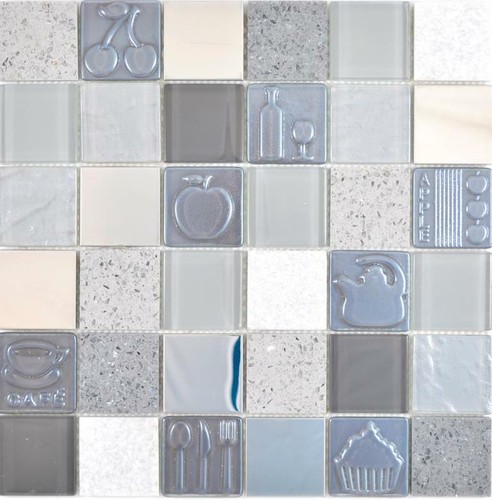 Acier mosaïque beige gris - acier,
