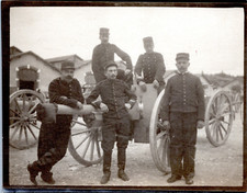 France, Avignon, militaires et leurs canons Vintage silver print. Tirage argen