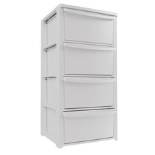 Commode 4 tiroirs Blanc Meuble de Rangement Chambre Bureau Buanderie ArtPlast