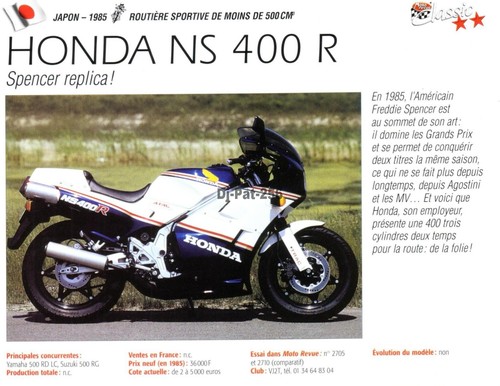 Fiche moto honda - ns, 400