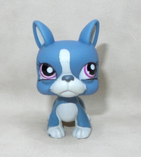 LITTLEST PET SHOP PETSHOP LPS #1025 HASBRO DOG BOSTON TERRIER BLUE PURPLE EYES