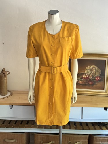 Vintage 80s yellow dress - vintage,