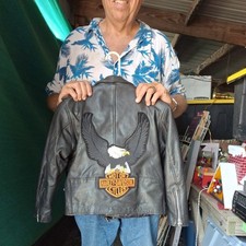 1970 Vintage Harley Davidson Jet BlackLeather Vest Skull   XL RARE SILVER Eagle 