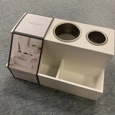 Threshold White Vanity Bathroom Organizer Beauty Hot Hair Tools Magnetic Side