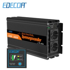 EDECOA Convertisseur 12V 220V convertisseur pur sinus 1500W 3000W 2.1A 5V USB
