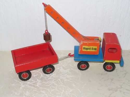 Jouet bois vintage - bois, grue
