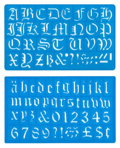 Ensemble pochoirs alphabet - de,