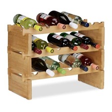 Étagère à vin empilable Porte bouteilles en bambou Rangement à bouteilles ext...