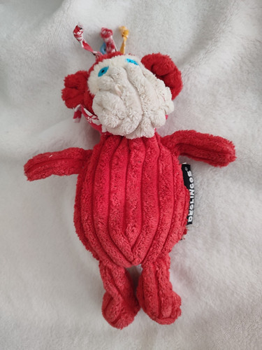 Doudou 20cm singe rouge blanc - doudou,