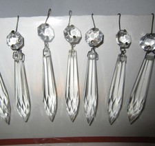 30 Icicle Xmas French Udrop Crystal Glass Prism lamp Chandelier Part vintage 
