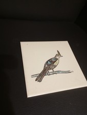 VINTAGE VILLEROY AND BOCH VARNISHED PAINTED TILE TILE BIRD DECOR CS SIGN